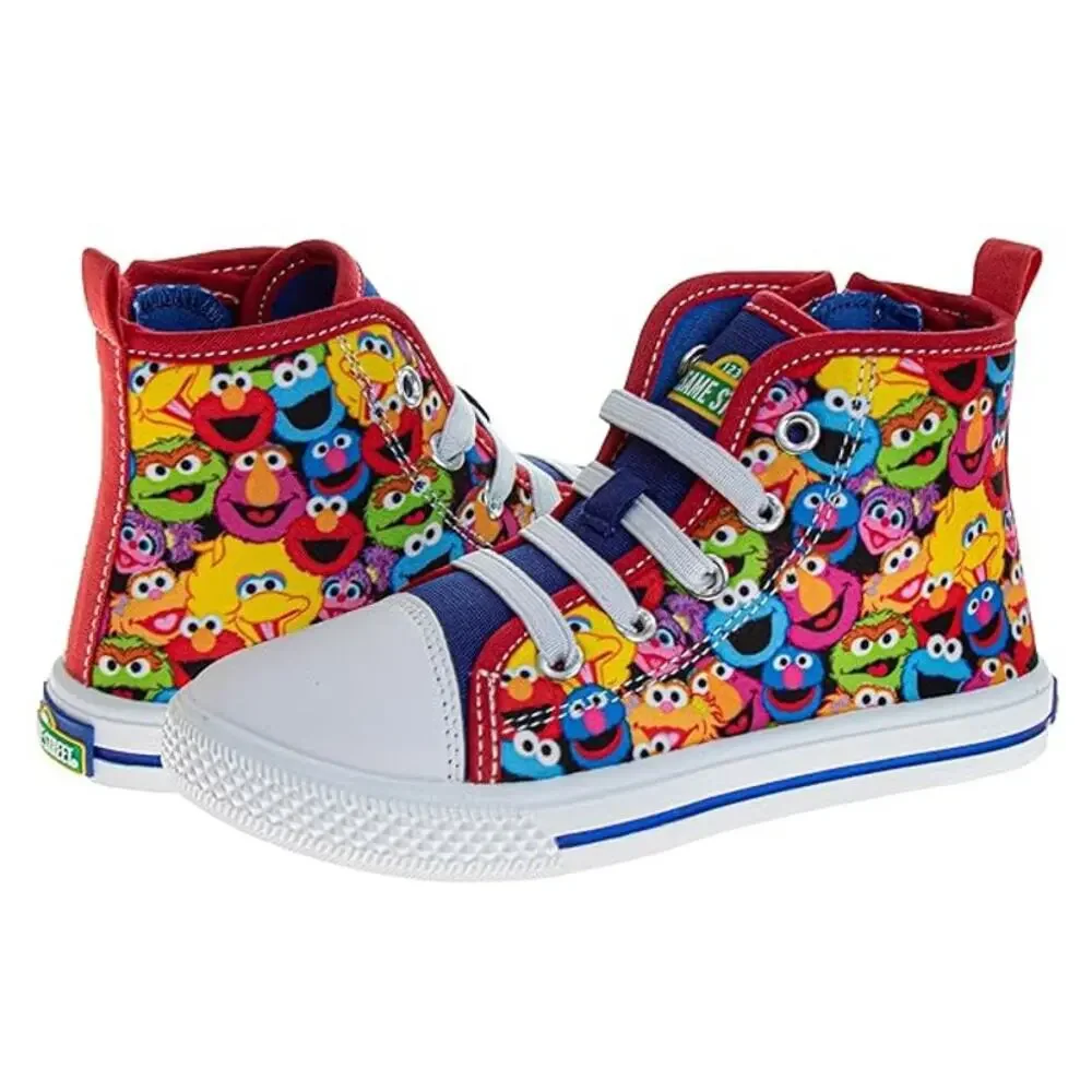Sesame Hi Top Sneakers Street Elmo Lace Up Multicolor Size 9